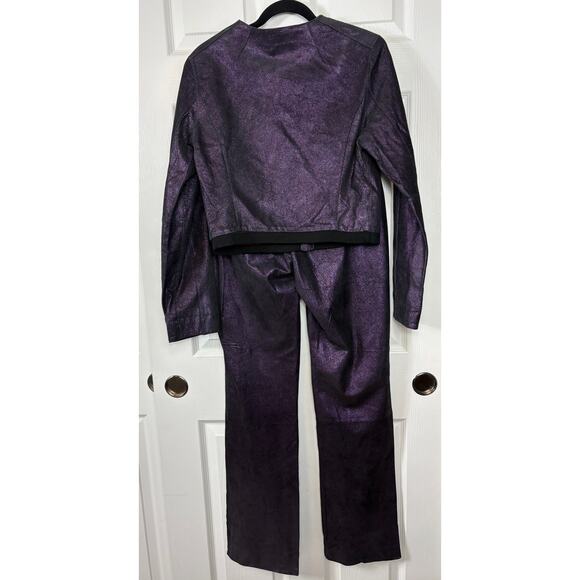 Venus Williams By Wilsons Leather 2 Pc Set Jacket and Pants Puple Size 8 - Picture 2 of 15